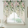 thumbnail image 2 of Sage Green Eucalyptus Leaves Swag Curtains for Kitchen/Bedroom/Living Room, Weeping Floral Summer Botanical Scalloped Curtains 63 Inch Long, Window Swag Topper Curtains Valances 2 Panels Set 36"x63", 2 of 8