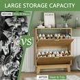 thumbnail image 6 of XgoodX Shoe Cabinet with 2 Flip Drawers, 37" Tall Narrow Fluted Shoe Storage Organizer for Entryway, Hidden Slim Wooden Shoe Rack Cabinet for Front Door Entrance, Hallway, Living Room, Natural Oak, 6 of 9