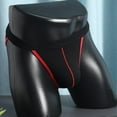 thumbnail image 2 of LNWUY Men's Jockstrap Colorblocking Underwear Breathable Low Waist Athletic Leather Underpants Black L, 2 of 5