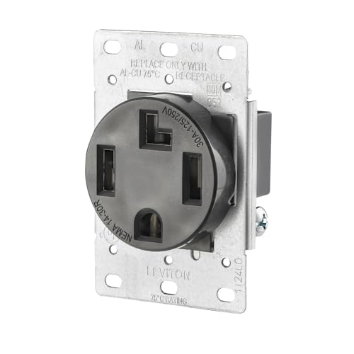 Leviton Dryer Power Outlet 4 Wire - 30A 250V Universal Silver - Single Piece
