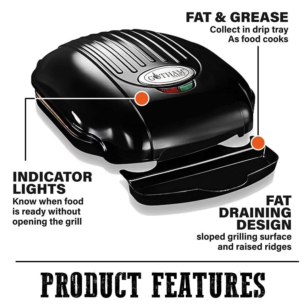 Gotham Steel Nonstick Sandwich Maker, Toaster and Electric Panini Grill - Makes 2 Sandwiches - image 5 of 9