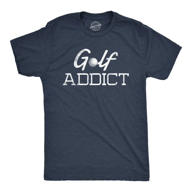 Mens Golf Addict T Shirt Funny Sarcastic Addicted Golfing Lover Graphic Novelty Tee (Heather Navy) - L