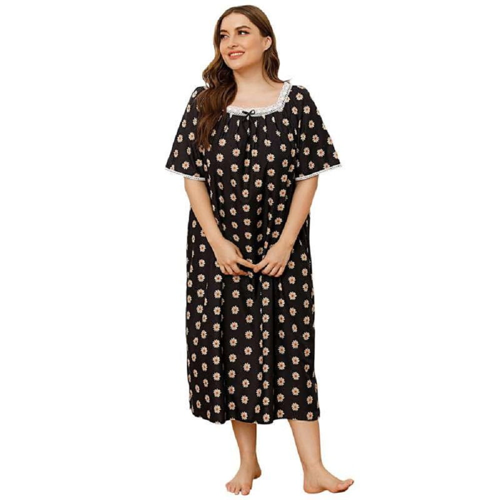 Short Sleeve Nightgown Sleepwear Plus Size Soft Lightweight Comfy