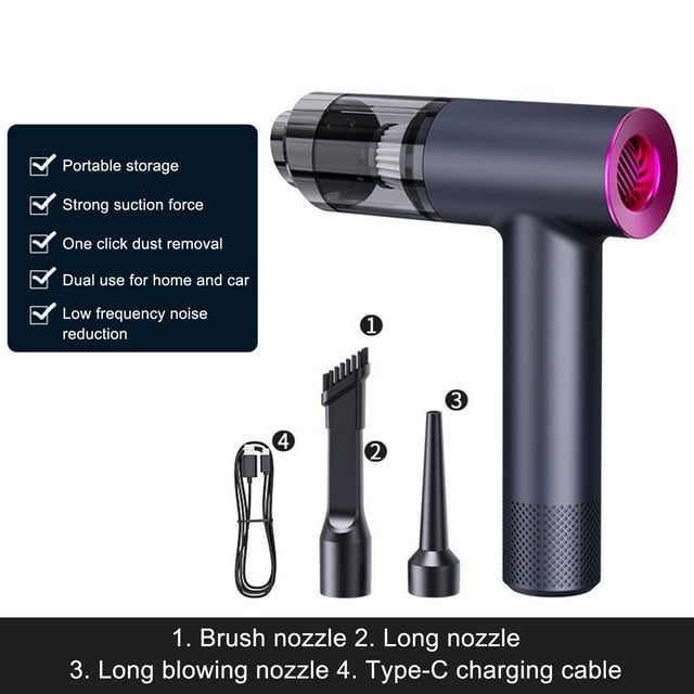 XYAIYT Portable Wireless Car Vacuum Cleaner Powerful Handheld Suction Device for Home and Vehicle Cleaning with LED Wide Angle Light and Detachable Accessories