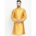 thumbnail image 1 of eloria Men's Traditional Golden Yellow Thread Work Pathani Kurta, 1 of 7