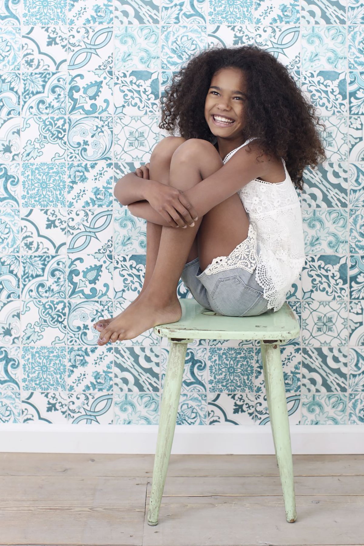 ESTA Home Cohen Turquoise Tile Wallpaper, 20.5-in by 33-ft