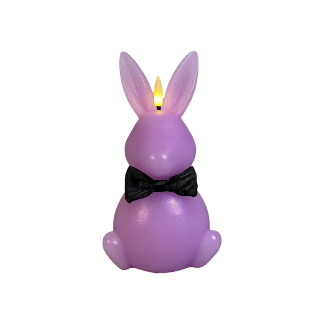 Purple Easter Bunny Shaped Led Candle Lamp Flickering Flameless For Home Holiday Table Decoration Safe Ambiance Battery Operated