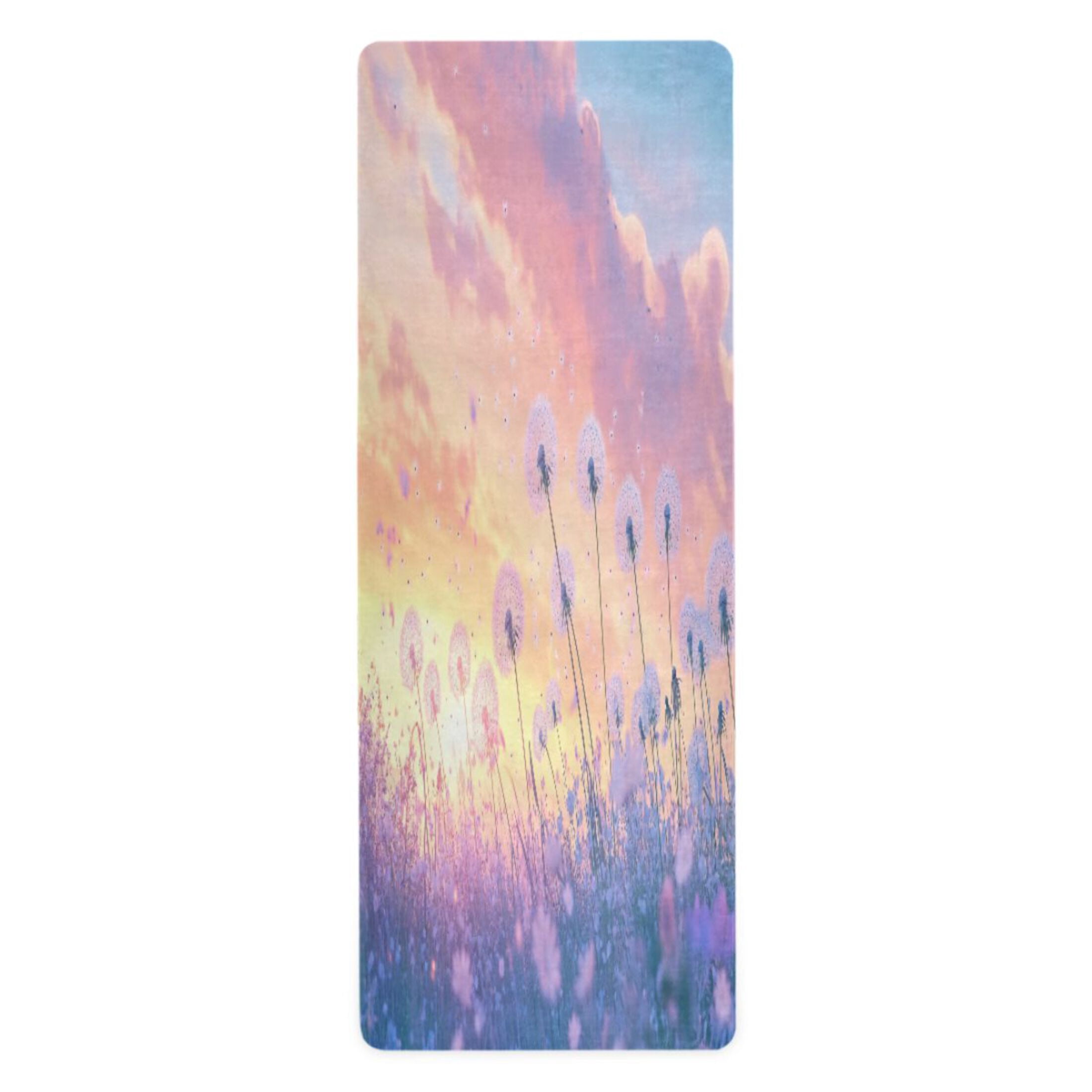 BZSMCE Yoga Mat Women Dandelions in Colorful Field Fitness Mat