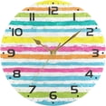 thumbnail image 5 of Dreamtimes Rainbow Striped Wall Clock, 10 Inch Silent Non Ticking Round Clock Oil Painting Clock Easy to Read Clock for Living Room Bedroom Bathroom Home Decor, 5 of 7