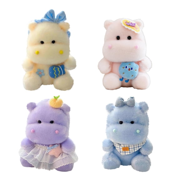 Hippo Stuffed Animal Soft Colorful Plush Figure Assorted Color Small Stuffed Animal for Home Decor Party Favors Gifting for All Ages