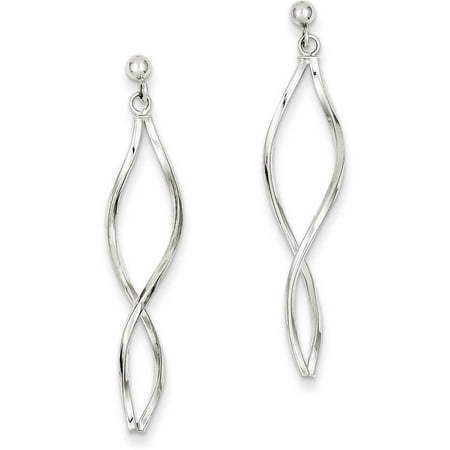 14kt White Gold Twisted Post Dangle Earrings