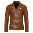 thumbnail image 3 of IYTR Mens Winter Jacket Long Sleeve Jacket Zipper Stand-up Collar Warm Leather Jacket Coats with Pocket Solid Color Yellow XXXL, 3 of 6