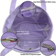 DALIX 20 Solid Color Cotton Canvas Shopping Tote Bag in Lavender