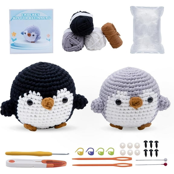 Crohet Kit for Beginners Women，Crochet Starter Animal Kits for Adult and Kids with Step-by-Step Video Tutorials and Yarns, Hook, Accessories, Graduation Gifts