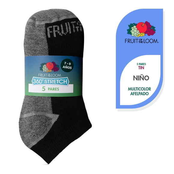 Tines Fruit Of The Loom para Niño, Afelpado Bajo Negro y Gris 5 Pares Talla M
