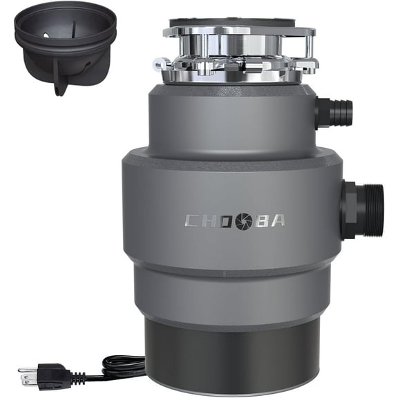 Garbage Disposal 3/4HP, Continuous Feed Food Waste Disposal, Garbage Disposal with Power Cord, Quiet Food Waste Grinder for Kitchen Sink, Gray