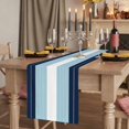 thumbnail image 2 of Navy Blue Aqua Stripe Table Runner, Modern Art Horizontal Striped Washable Cotton Linen Table Runners 72 Inches Long, Dresser Scarf Runner for Dining Tables/TV Stands/Coffee/Cabinets 18''x72'', 2 of 9