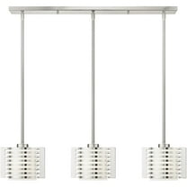 4.5 inch 3 Light Brushed Nickel Linear Chandelier with Hand Blown Satin Opal White Glass Shade
