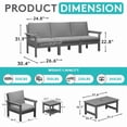 thumbnail image 4 of FUNDAZE Oversize 5 Pieces Patio Furniture Sets, Waterproof HDPE Frame Outdoor Conversation Sets Perfect for Patio, Poolside & Backyard, Grey Frame with Gray Cushion, 4 of 11