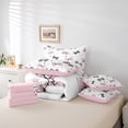 thumbnail image 6 of Manfei Polka Dots Bow Bedding Comforter Set 7-Piece for Girls, Striped Bowknot Full Bedding Set, Black Pink Stars Fitted Sheet Flat Sheet, Microfiber Bedroom Decor, 6 of 8