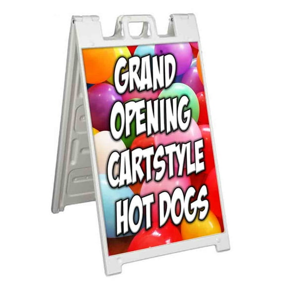 Grand Opening Cartstyle Hot Dogs (24" X 36") Standard A-Frame Signicade, Includes Decal Applied To Stand