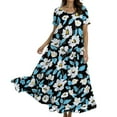 thumbnail image 5 of WTOBBY Women Casual Loose Bohemian Floral Short Sleeve Long Maxi Summer Beach Swing Dress for Outdoor Activities and Relaxed Style,Black L, 5 of 5
