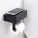 thumbnail image 1 of Portarrollos de papel higiénico de pared de acero inoxidable con estante y dispensador de toallitas | Organizador de baño 2 en 1 | Montaje adhesivo o con tornillos | Negro/Plateado/Naranja | 20,5 x, 1 of 7