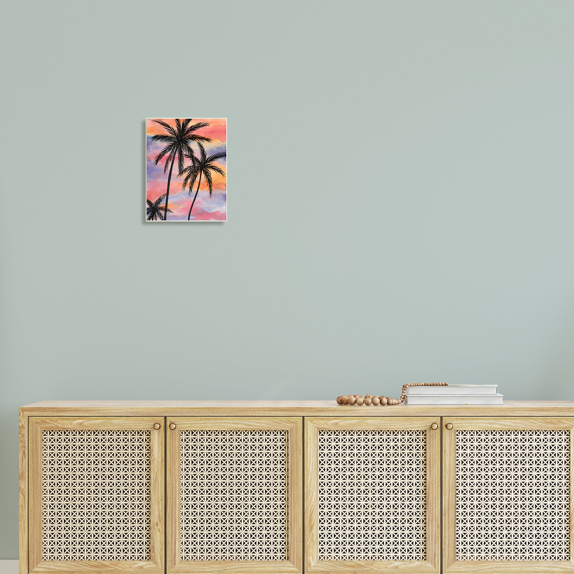 Stupell Industries Cloudy Sunset Sky Palm Tree Silhouette Warm Tropical, 10 x 15, Design by Nicholas Biscardi