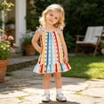 thumbnail image 2 of OSOLU Toddler Girls Summer Dresses Spaghetti Strap Striped Polka Dot Holiday Party Flowy Swing Baby Girl Sundress 9M-4Y, 2 of 8