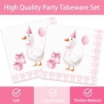 thumbnail image 5 of 140pcs Pink Pet Duck Birthday Decorations Supplies, Disposable Paper Dinnerware Set Paper Plates Napkins Cups Set for 20 Guests Duck, 5 of 7