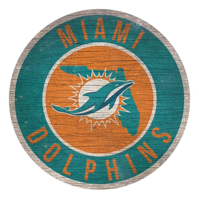 Fan Creations Miami Dolphins Wood Sign 12 Inch Round State Design