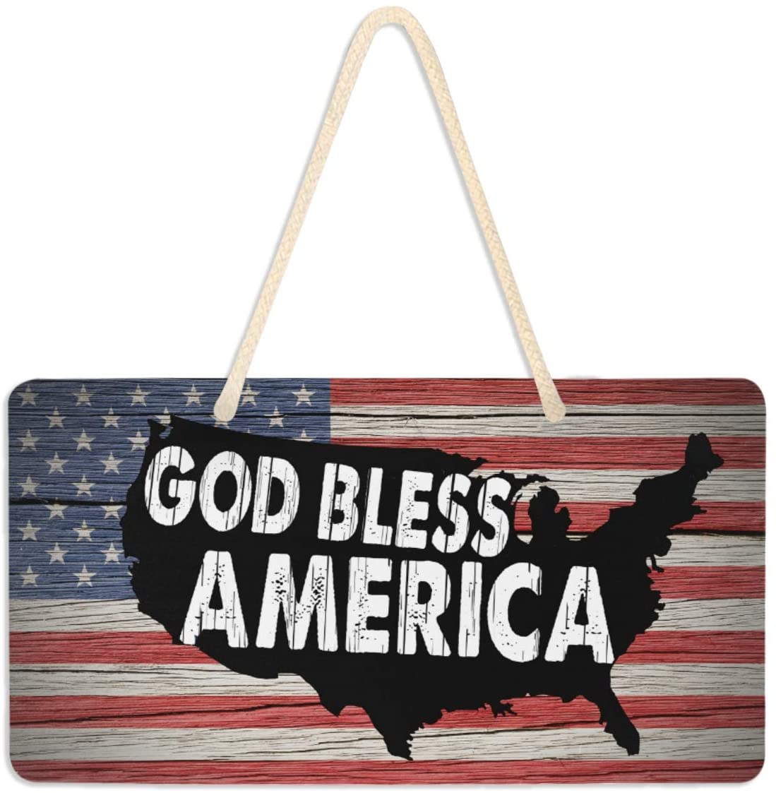 Patriotic American Flag Door Sign Plaque 4th of July Memorial Day