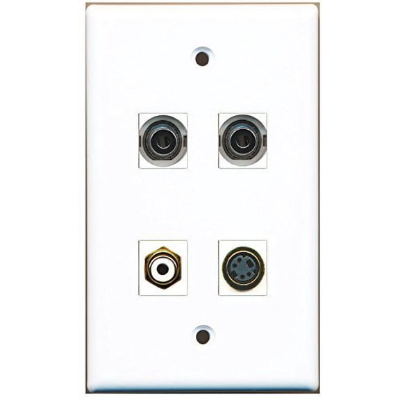 RiteAV - 1 Port RCA White 1 Port S-Video 2 Port 3.5mm Wall Plate