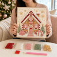 thumbnail image 3 of 2026 Christmas House Pearl Painting Kits for Adults, 3D Vintage Diamond Art With Frame, Bead Painting Kit Hang Wall Art Holiday Decor, Craft Lovers Ideal As A Handmade Holiday Gifts, 3 of 6