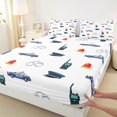 thumbnail image 4 of Manfei Police Hat Queen Sheets,Cartoon Boys Art Queen Sheet Sets,White,4-Piece,1 Flat Sheet, 1 Fitted Sheet and 2 Pillowcases, 4 of 6