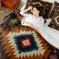 thumbnail image 5 of Feelyou Vintage Bohemian Aztec Twin Bedding Sets 7-Piece, Black Brown Tribal Square Bedding Comforter Set, Hippie Mandala Fashion Reversible Sheet Sets, Breathable Home Decor, 5 of 9