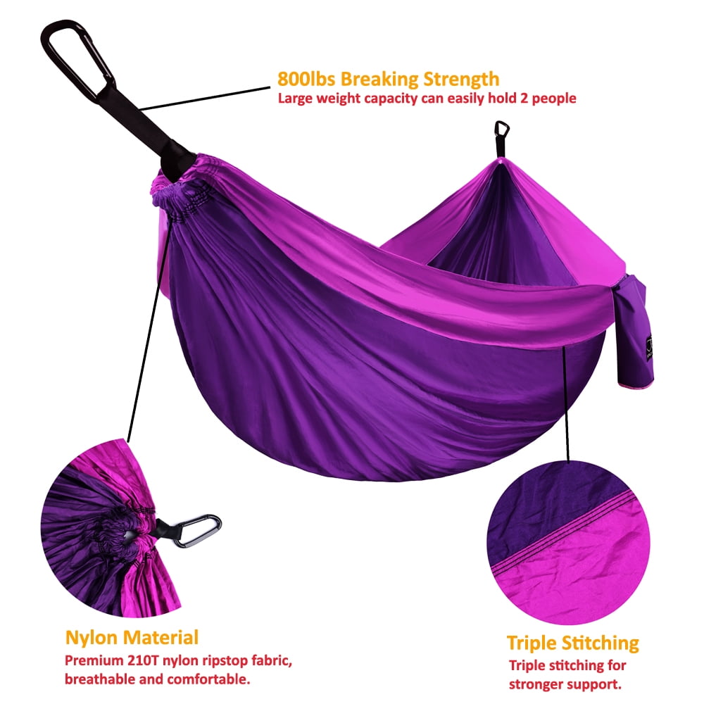 Gold Armour Camping Hammock - Extra Large Double Parachute Hammock Purple