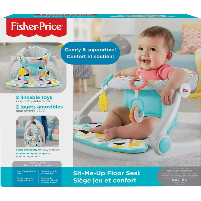 Fisher-Price Sit-Me-Up Floor Seat Portable Baby Chair with Clacker and  Teether Toys, Windmill 