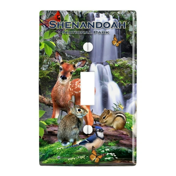Shenandoah National Park Virginia VA Animals Bear Raccoons Deer Skunk Fox Plastic Wall Decor Toggle Light Switch Plate Cover