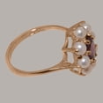 thumbnail image 4 of LBG British Made 14k Rose Gold Natural Garnet & Cultured Pearl Womens Cluster Ring - 33 size options - Size 5.25, 4 of 6