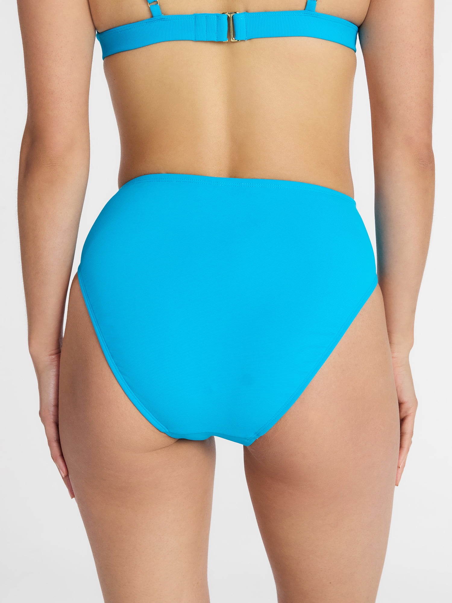 Time and Tru Women's and Women's Plus Ribbed Mid Rise Bikini Bottoms, Sizes XS-3X