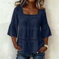 thumbnail image 2 of Bovemsi Oversized Tshirts for Women Comfort Round Neck 3/4 Sleeve Pleated Front Printed Trendy Tops for Women Trendy XXL, 2 of 5