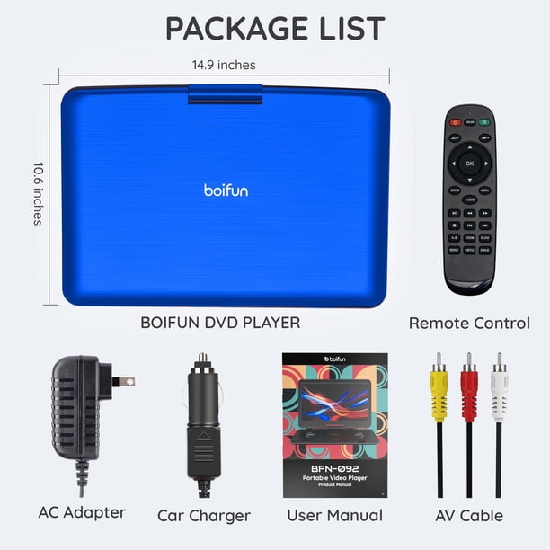 BOIFUN 15.7'' Portable DVD Player with 14.1