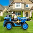 thumbnail image 2 of Lumiparty 24V 2-Seater Ride-On Dump Truck for Kids, Remote Control Construction Toy with Electric Dump Bed, Extra Shovel, 2WD/4WD, Music Player & Speeds Up to 4.35 MPH, Blue, 2 of 8