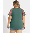 thumbnail image 3 of CASSIE LIZ Womens Tops Plus Size Summer Crew Neck Shirts Green Fashion Short Sleeve Tee Loose Fit Colorful Striped Raglan Tunics Spring Blouses Casual Pullovers XL 14W 16W, 3 of 5