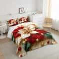 thumbnail image 3 of jejeloiu Christmas Red Floral Bedding Comforter Set,Happy New Year Twin Comforter Sets,Xmas Theme Bedding Set For Teens,Breathable Home Decor Reversible,2pcs, 3 of 8