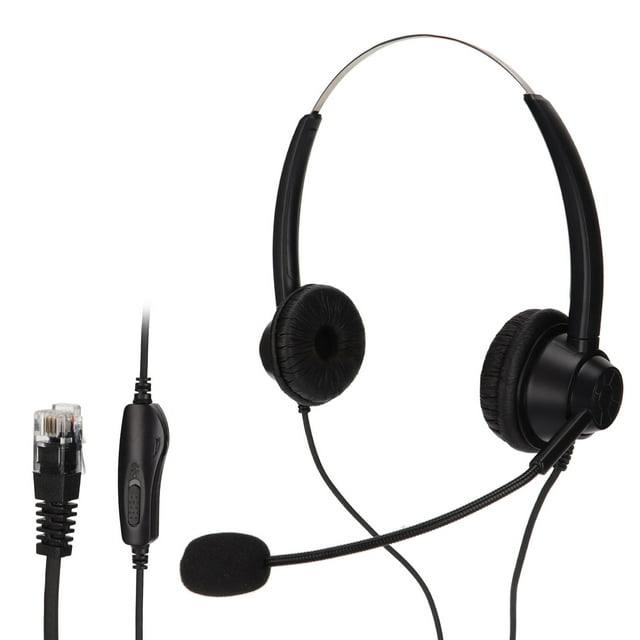 Auriculares de oficina H360DRJ9MV RJ9 Auriculares telefónicos binaurales con volumen de altavoz ajustable y micrófono silenciado