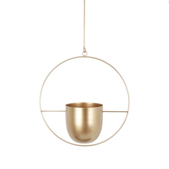 CreativeArrowy Hanging Baskets Metal Hanging Flower Pot Iron Art Plant Basket Chlorophytum Green Dill Flower Hanger for Outside Indoor Patio Porch Balcony House Golden Circular