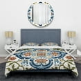 thumbnail image 3 of Designart "Retro Blue Mediterranean Tiles I" Abstract Tile Bedding Covert Set - Transitional Blue Abstract Bed Set With 1 Sham, 3 of 6