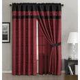 thumbnail image 2 of Chezmoi Collection Dynasty 4-Piece Abstract Jacquard Window Curtain Set, Red/Black, 2 of 2